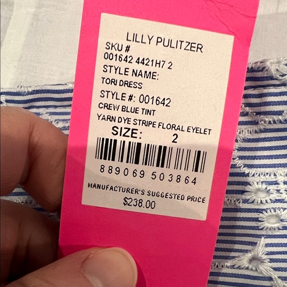 Lilly Pulitzer Tori Dress in Yarn Dye Stripe Floral Eyelet - Picture 4 of 4